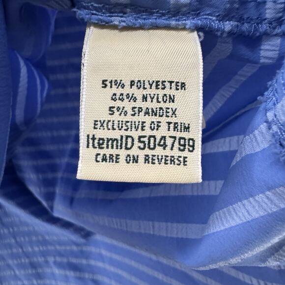 LL Bean Top Womens XL Blue Striped Button Up Notch Neck Roll Tab Sleeves Tunic - Picture 13 of 16